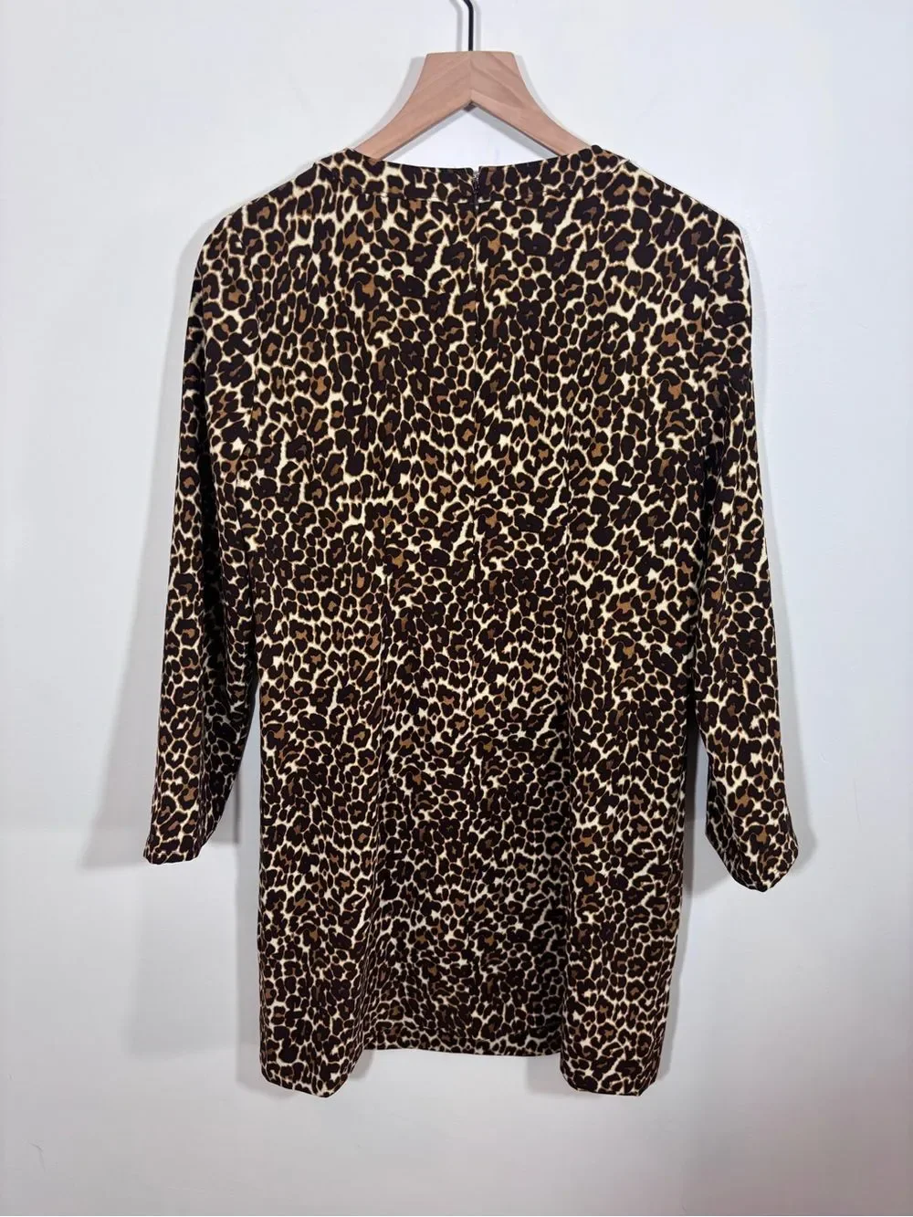 J. Crew Leopard Cheetah Animal Print Shift Dress K2150 Size 8 long sleeve